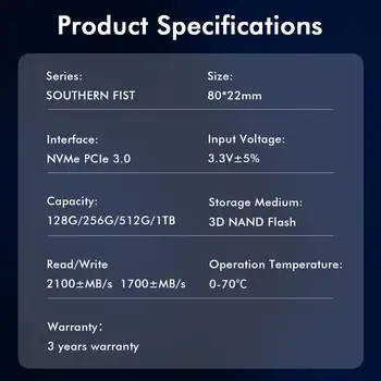 HUADISK SSD NVME M2 PCI Gen3 pevný disk 128 GB 256 GB 512 GB 1 TB interní pevný disk pro notebook a stolní počítač 10 nejlepší prodej 8TB M2 SSD - №10