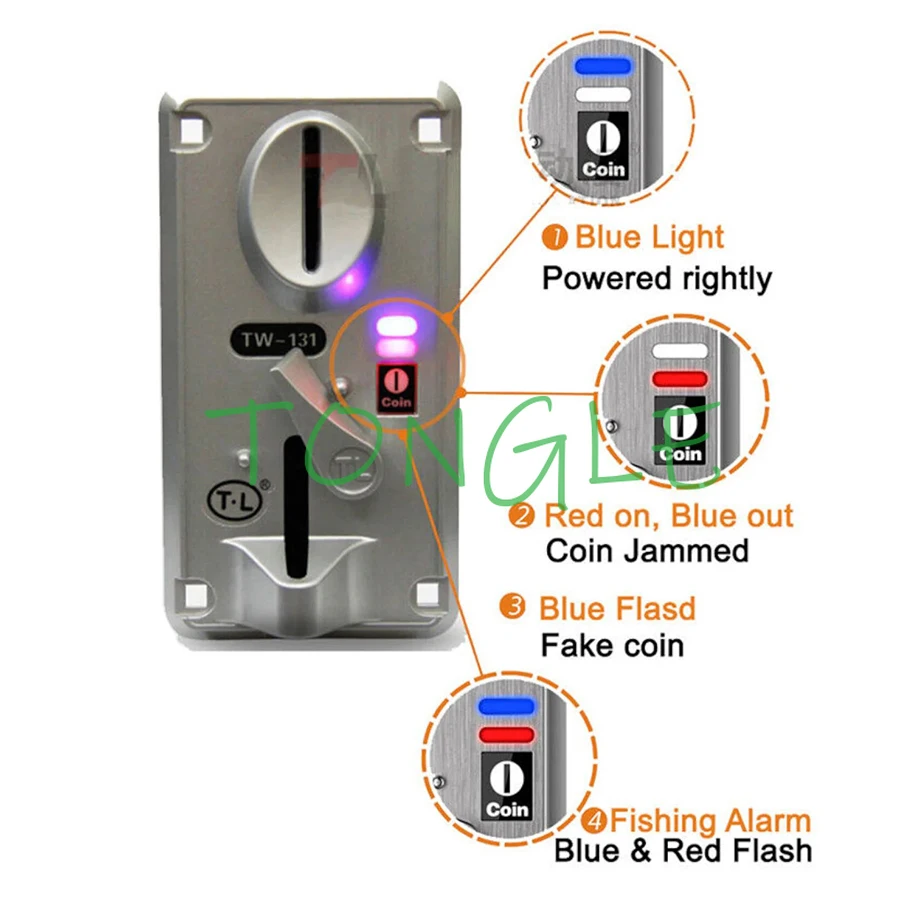 TL TW-131 CPU Coin Acceptor for Vending Machine, Coin Laundromat Arcade, Jamma Video Game, Arcade Entertainment Center, Etc