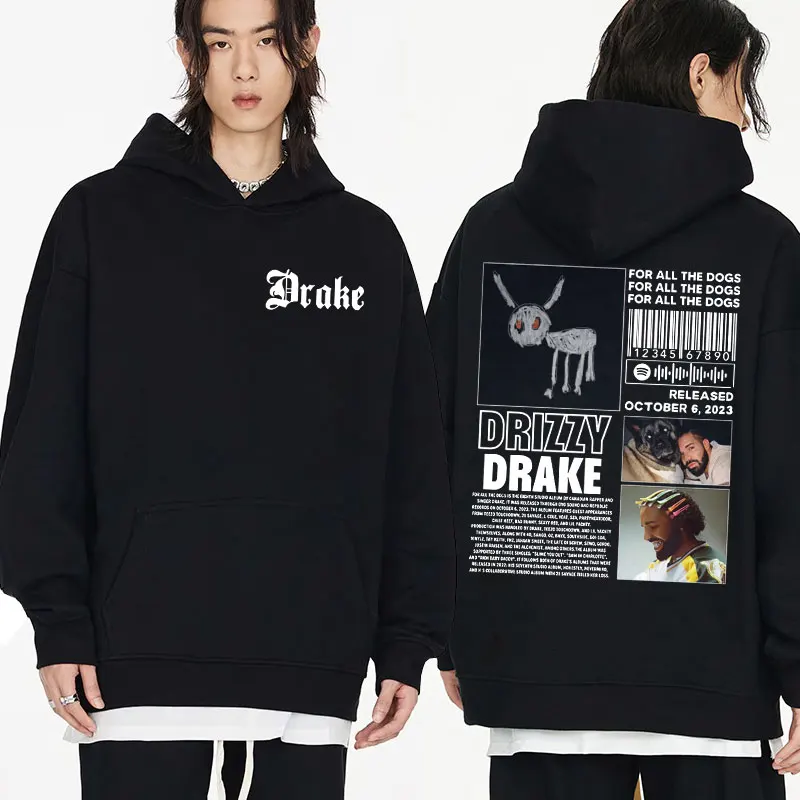 

Drake Vintage Hoodie for All The Dogs Hoodie Men Women's Rapper Hip Hop Hooded Sweatshirts 2024 Fall Fleece Pullover Streetwear