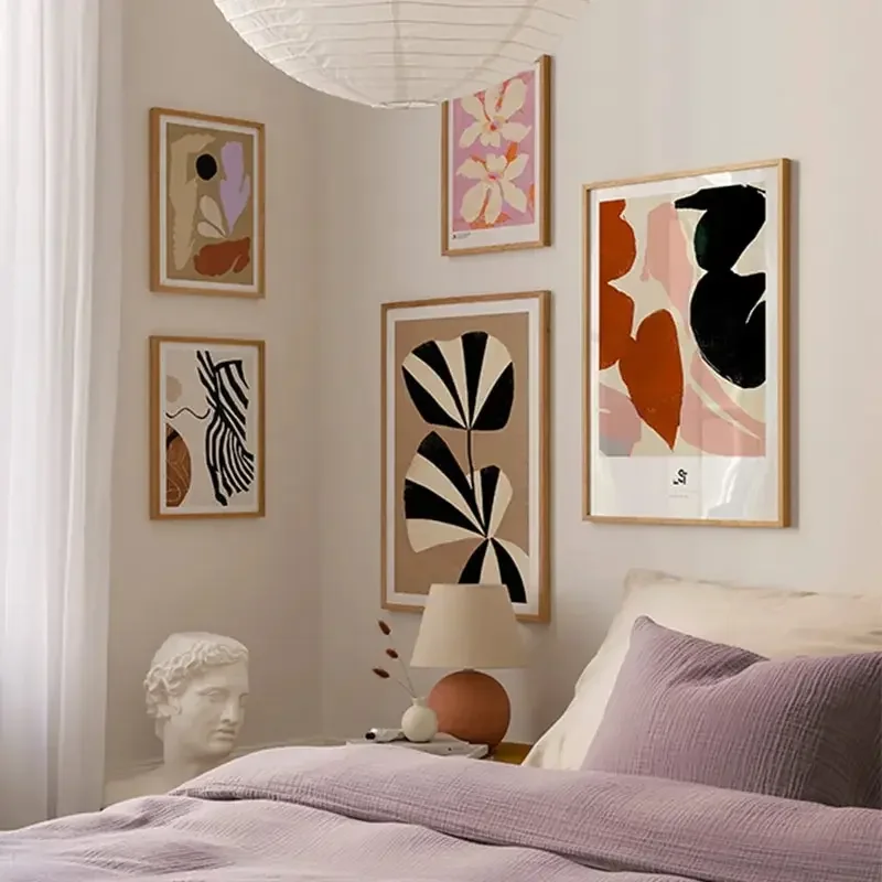 Abstract Geometric Patterns of Different Shapes Canvas Lines Flower Posters Wall Art Canvas Painting Living Room Home Decoration