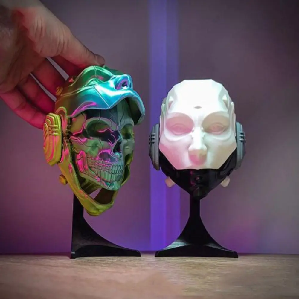 Custom Machined 3D Printing Mask Model Pla Colorful Skull Mask Model Skull Decoration Flip Knight Mask Halloween Gift view 3