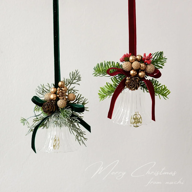 Christmas bell pendant 3D glass wind chime hanging decoration car ornament Christmas decorations Christmas tree setup