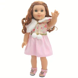 1 set of white cape dress with gold trim doll clothes for 18-inch (45.7cm) doll girls. Suitable for American dolls