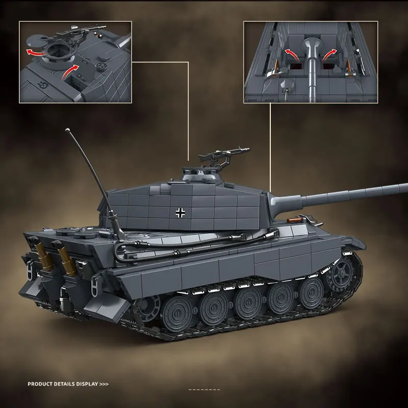 WW2 العسكرية الملك النمر دبابة ثقيلة 2 Sd.Kfz.182 الحرب العالمية الثانية اللبنات النمر الأسود مجنزرة سيارة مدرعة لعبة الصبي الطوب