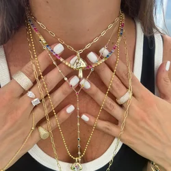 2024 Luxury Gold Color Boho Sweater Chain Jewelry 5A CZ Rainbow Colorful Y Shape Long Chain Tassel Necklaces For Women Girl