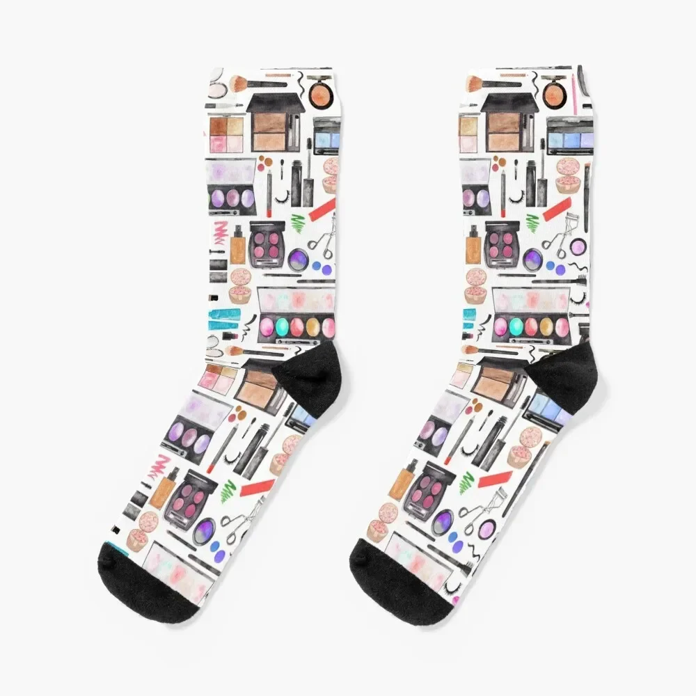 Watercolor Makeup Artist Pattern Socks winter thermal sports and leisure cycling Socks Female Men's