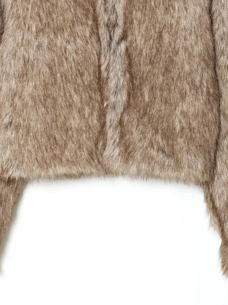 المرأة الخريف الشتاء سترة جديدة خريف جديد كم طويل فو الفراء تأثير سترة دافئة قصيرة شخصية الموضة غير رسمية تنوعا #4