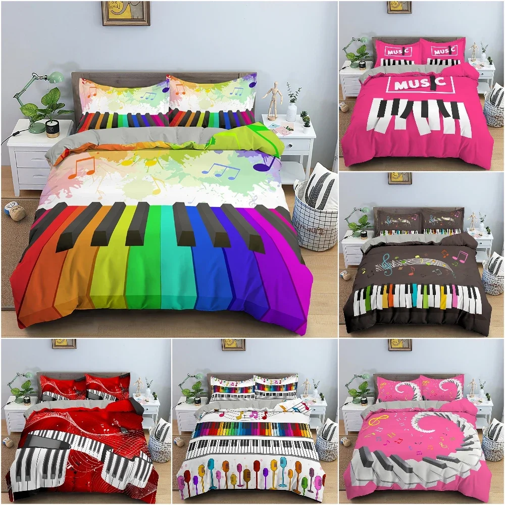 

Music Pattern Bedding Set Piano Key Duvet Cover Set Luxury King Full Quilt Cover For Bedroom With Pillowcase Bedclothes 2/3PCS