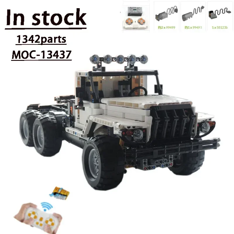 MOC-13437 RC Electric Truck 6x6 Assembly Stitching Building Block Model •1342 Parts Building Blocks Boy Birthday Custom Gift Toy