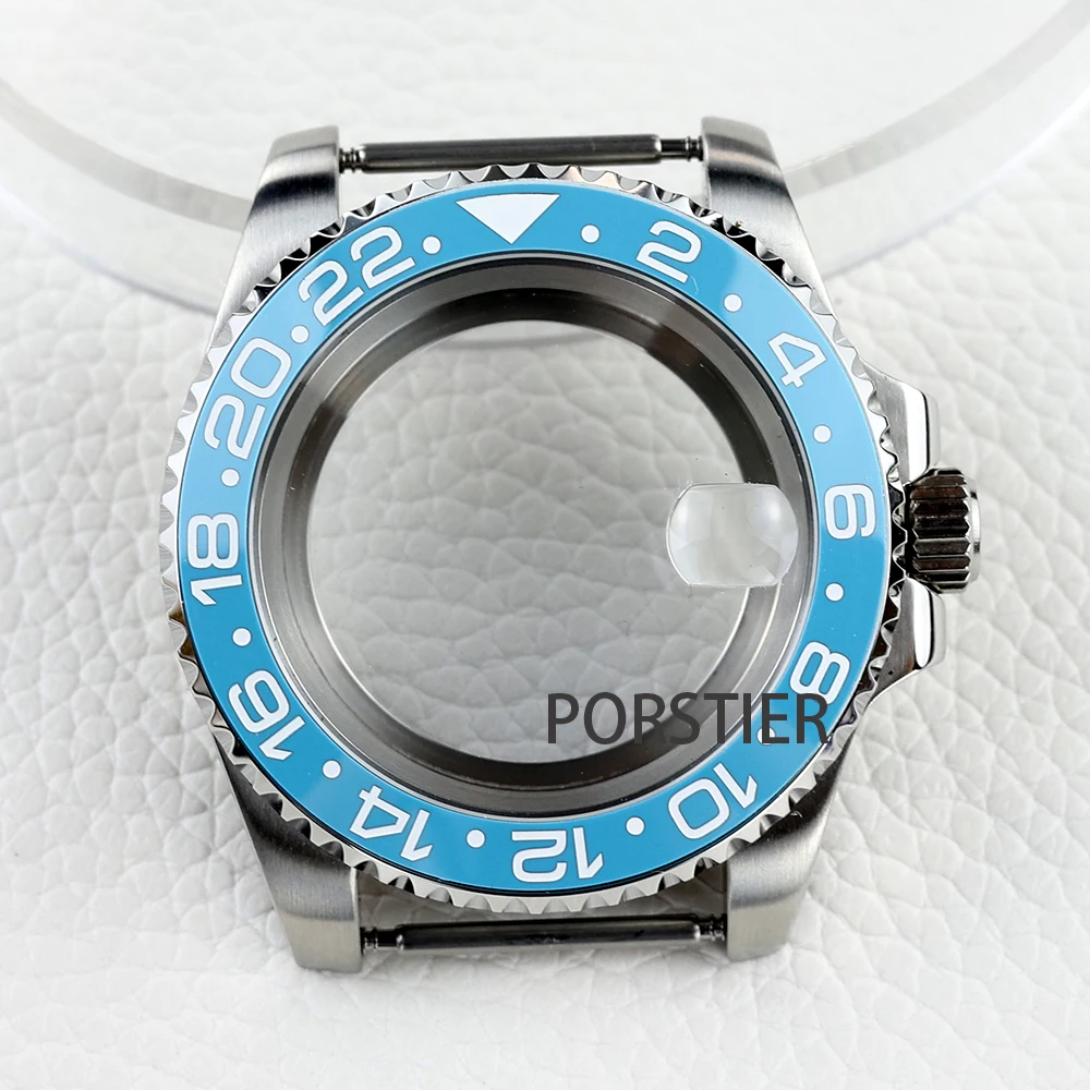 Ice Blue Ceramic Bezel 40mm NH35 Watch Case Sapphire Glass for NH35 Nh36 Nh34 Automatic Movement 28.5mm Dial Sub GMT Watch Case