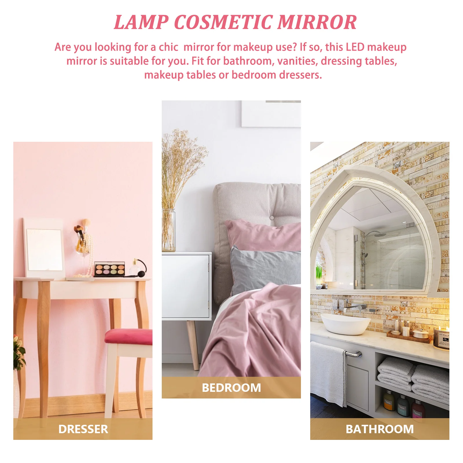 ミンキシー LED メイクアップミラー デスクトップミラー タッチセンサー付き ラブハートデザイン 自宅寮用美容