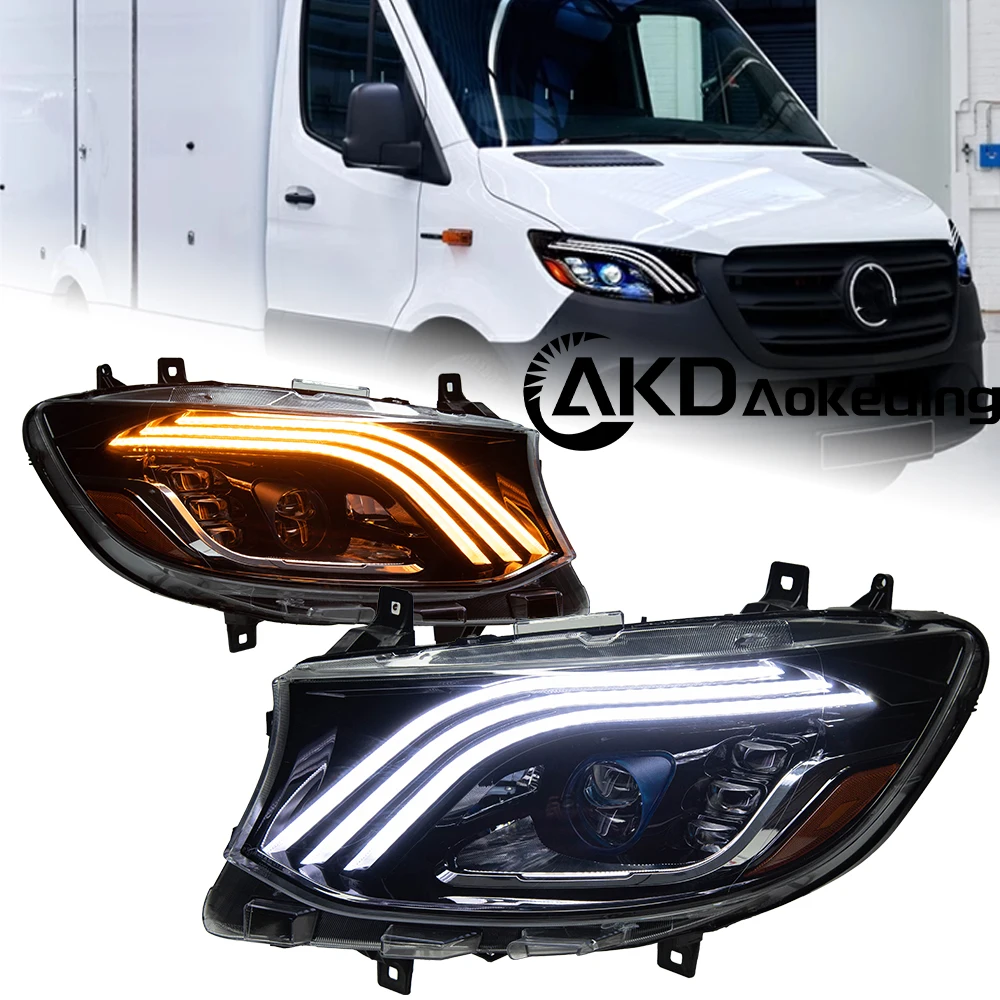 

AKD Car For Benz Sprinter 2018-2023 Headlight DRL Hella 12V H7 LED Bi Xenon Bulbs Fog Light Tool 2 PCS Sprinter Cars Accessories