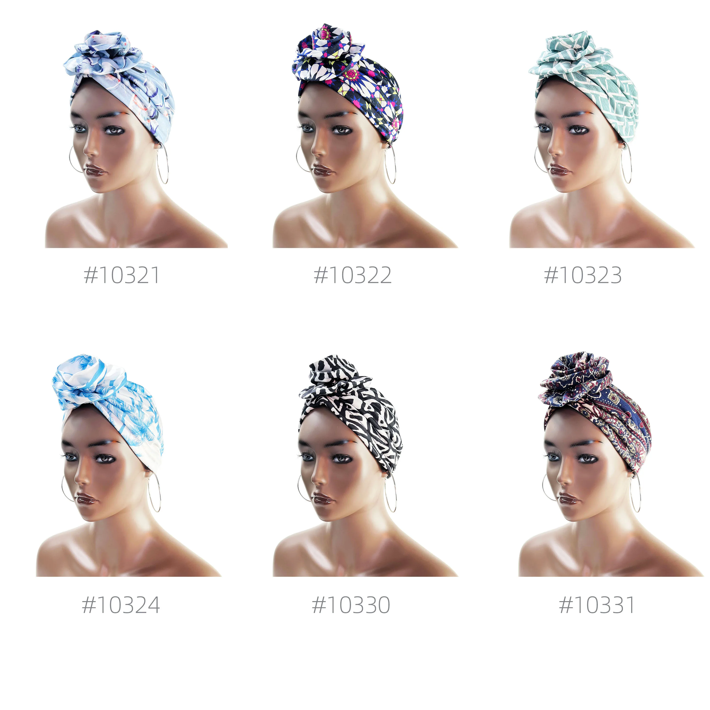 Women Flower Printing Party Turban Headwear Cap Fashion Hair Headdress For Women\'s hat