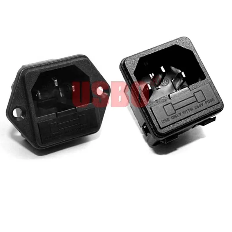 Supply Black Copper 10A 250V IEC320-C14 with FUSE universal electrical AC power socket PDU industrial cabinet wiring socket