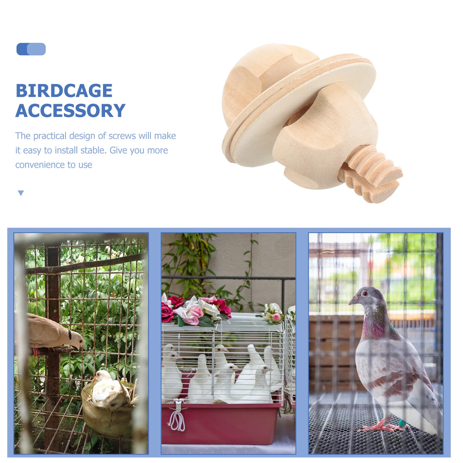 2Pcs Birdcage Screw Set Wood Fixing Accessories for Stable Bird Feeder Perch Cage Supplies Birdcage Screw Bird Perch Fixator