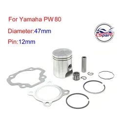 PW80 47MM 12MM Piston Ring Kit  For Yamaha PY80 LC80PY JS80PY CY80 V80 1983 ~2006 Dirt Pit Bike Parts