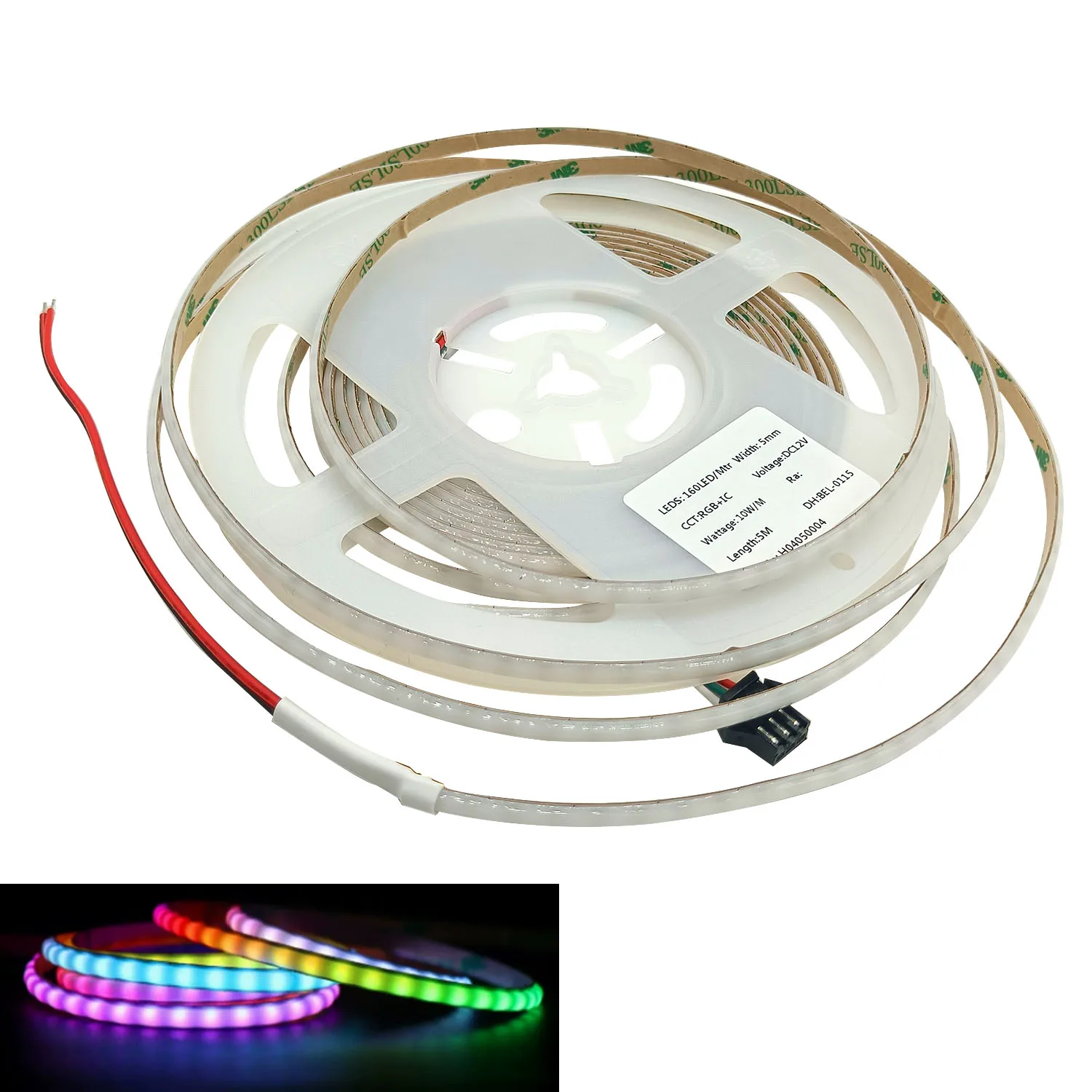 超薄型5mm-12v-rgb-ic-cob-ledストリップライト-160leds-m-高密度-10w-m-カラフルライト-家庭用ルーム照明-テレビバックライト