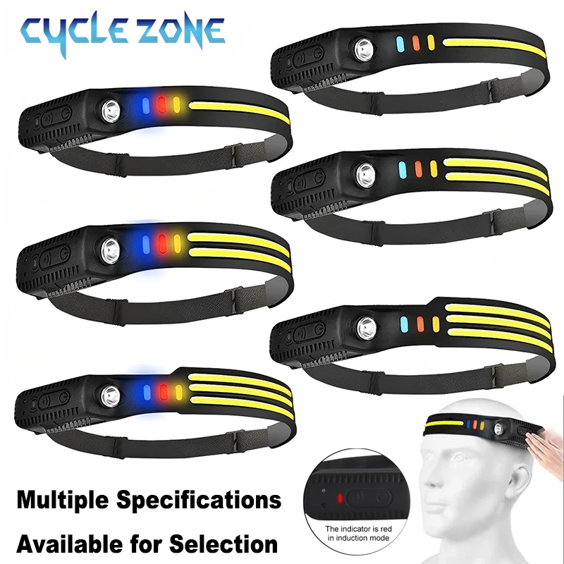 

Sensor Induction Headlamp COB LED Head Light Rechargeable Built-in Battery Flashlight Outdoor Camping Fishing Running Headlight