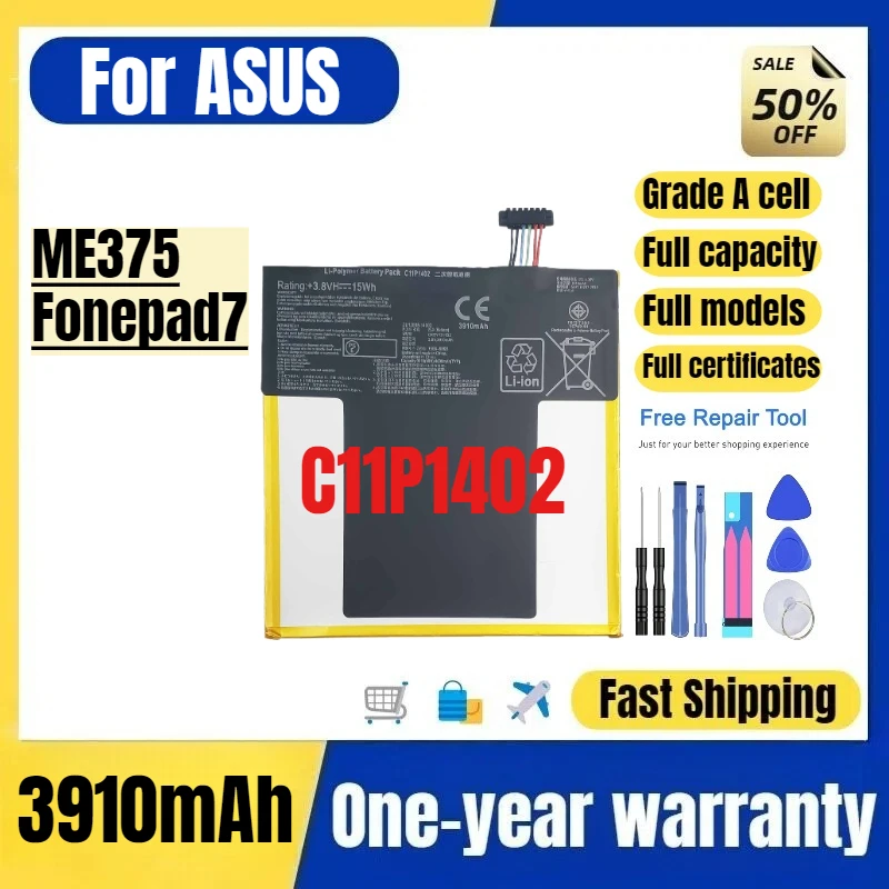 

C11P1402 for ASUS ME375/Fonepad7 Tablet Battery High Quality High Capacity Battery Replacement Bateria Grade A Cell with Tools