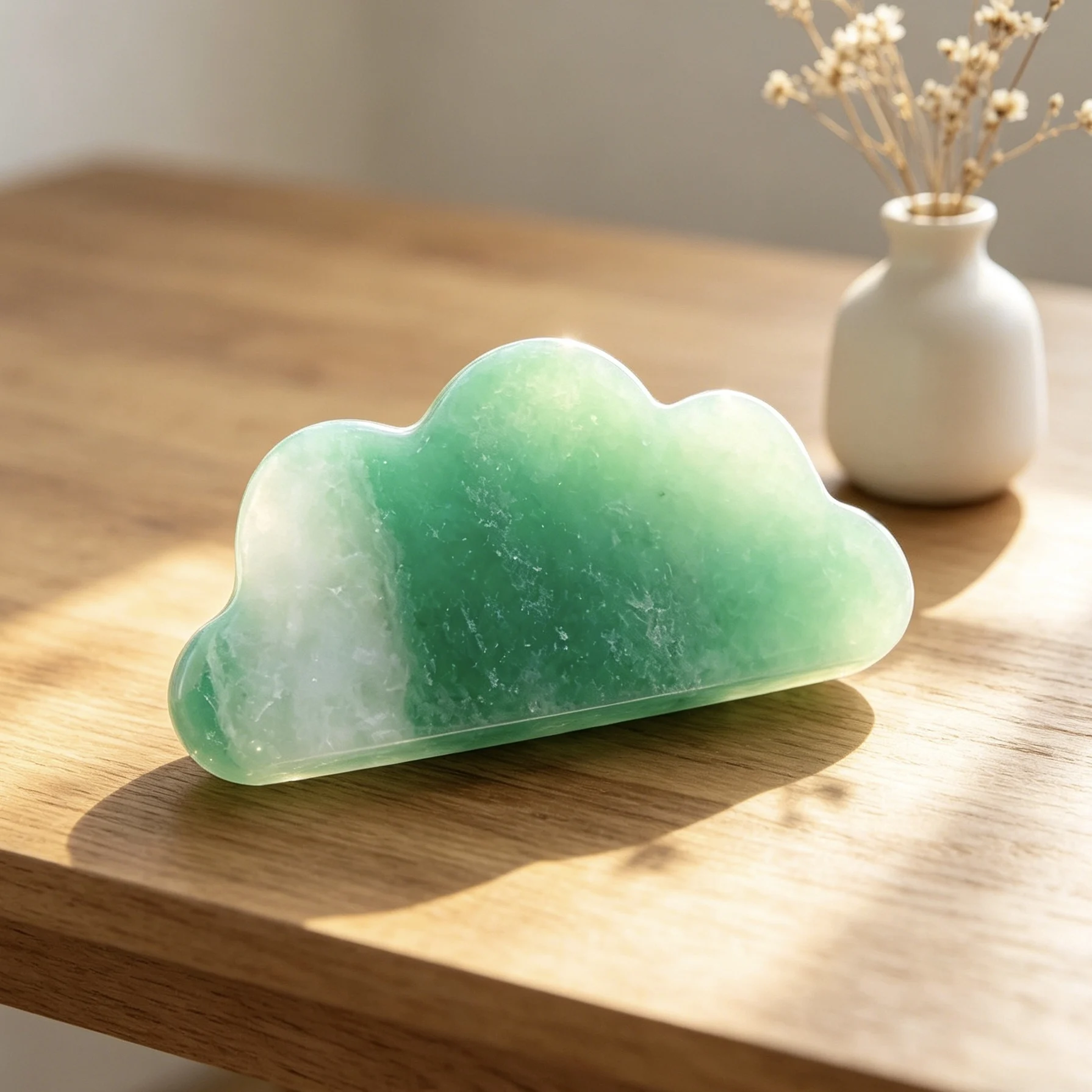 1pc Natural High Quality Cherry Flower Agate & Moss Agate & Green Aventurine & Fluorite Cloud Carving Ornament,Healing Gift for