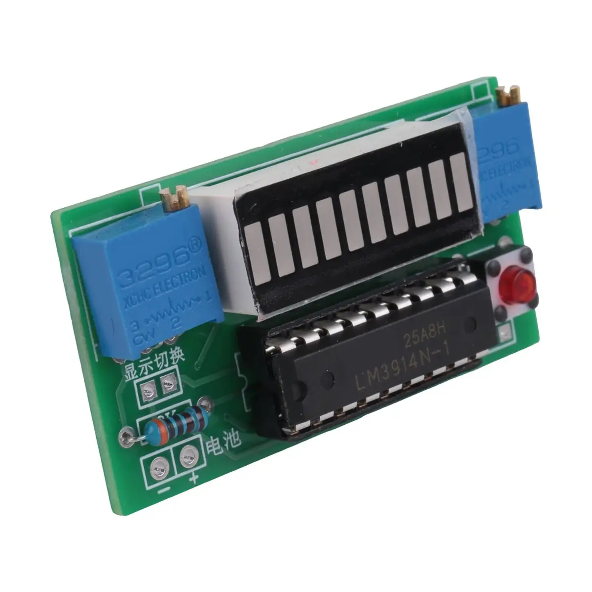 ABAN LM3914 10 Segment 3.7V Lithium 12V Battery Capacity Indicator Module Power Level Tester LED Display DIY Kits