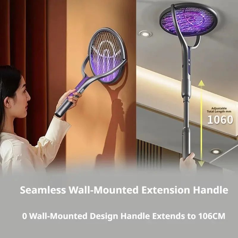 Rotating Head Bug Zapper Racket Automatic Mosquito Swatter Rechargeable Electric Fly Swatter Fly Killer and Mosquito Trap Lamp view 4