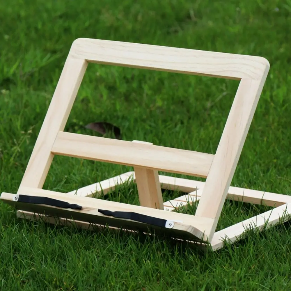 

Portable Wooden Book Reading Holder Adjustable Folded Tabletop Support Rack Nonslip Kitchen Recipe Bookrest School