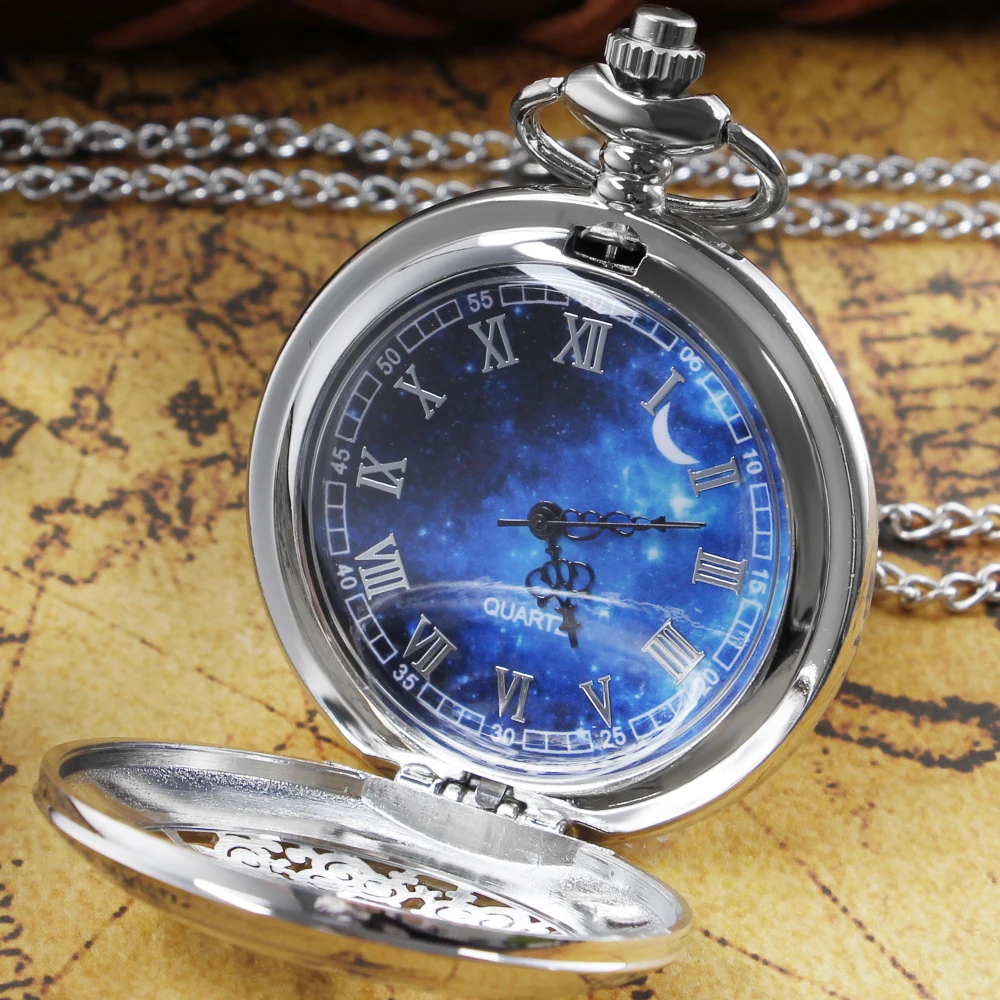 Silver Hollow Women's Men Pendant Quartz Pocket Watch All Hunter Personalised Vintage Pocket Fob Watch
