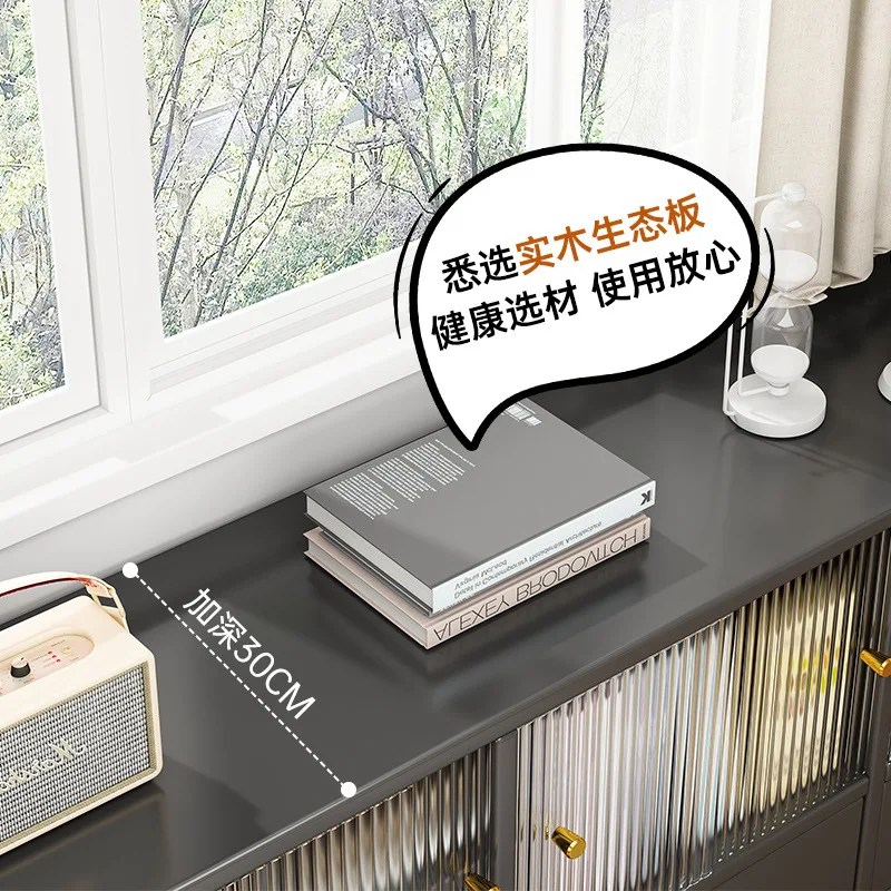 Solid wood bookcase dining side cabinet living room coffee cabinet household simple bookshelf storage locker integrated