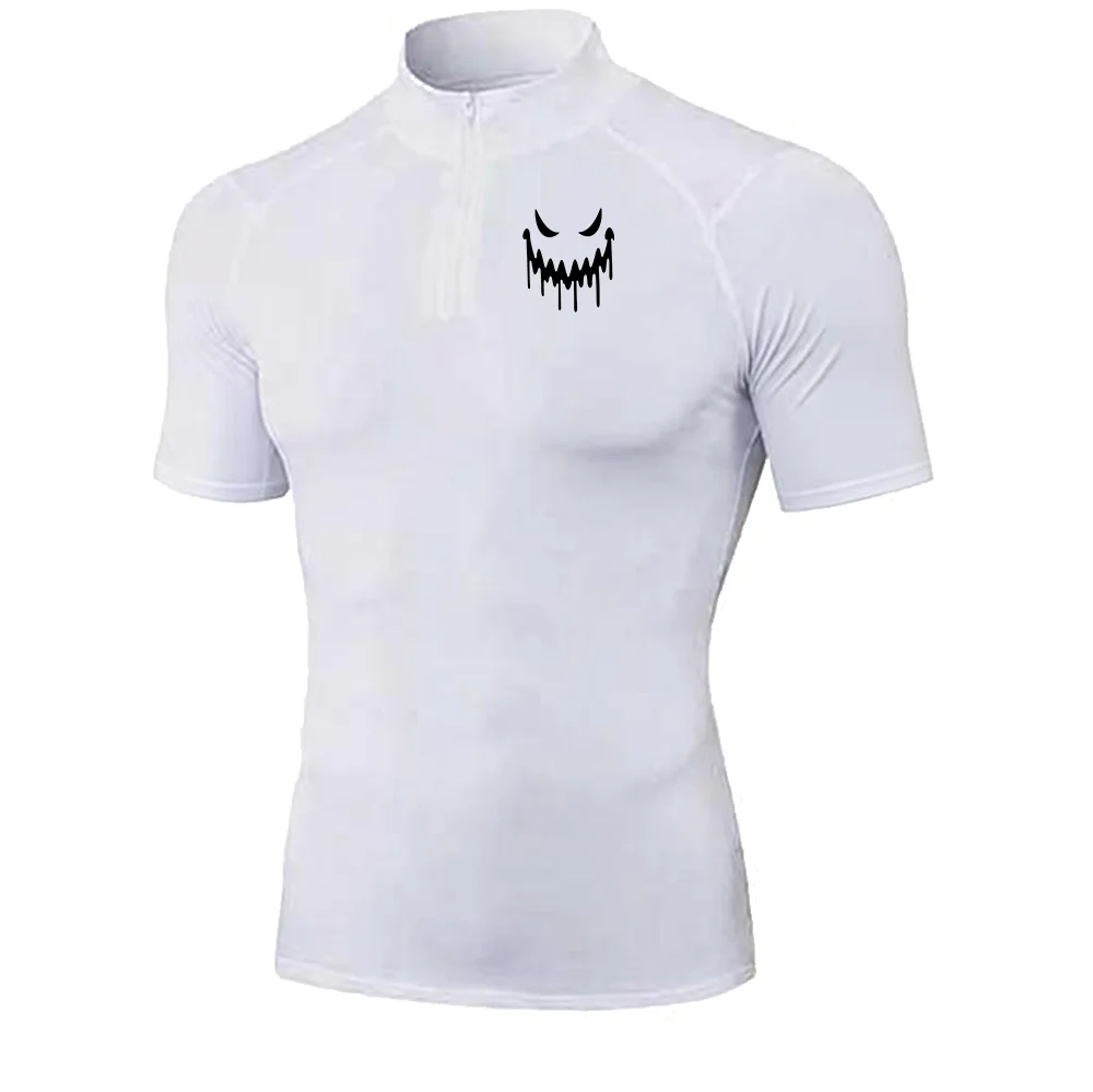 Men's Quick Dry Breathable Quarter Zip Polo Shirts Slim Fit Stretch Short Sleeve Stand Collar Workout Training Sport GYM view 3