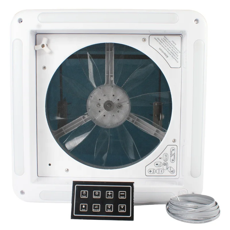 OEM 340 مللي متر 14 بوصة 12 فولت التحكم الإلكتروني مع ضوء LED ولوحة اللمس التحكم عن بعد المضادة للأشعة فوق البنفسجية RV فتحة سقف تخييم تنفيس #3