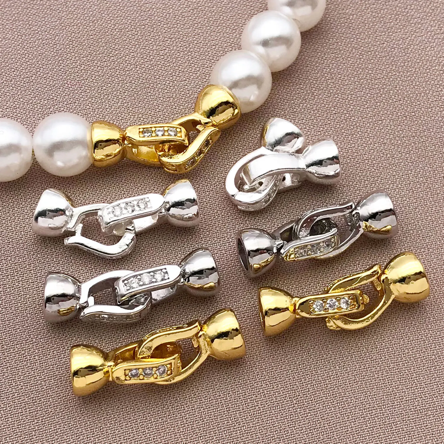 3/5pcs 18K Copper Plated Genuine Gold Thick Silver White Gold Necklace Connection Closing Buckle, DIY Jewelry Making Accessories