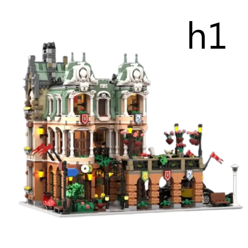 

Spot MOC-111728 4552pcs small particle assembly building blocks city building street view garden restaurant building model toy