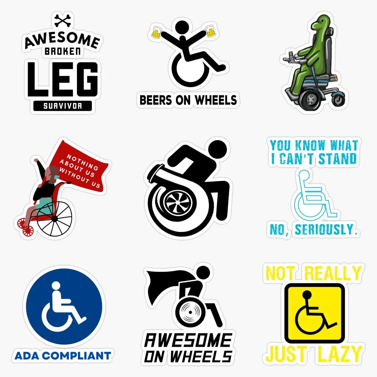 

Creative Disabled Wheelchair Handicap Waterproof Accessories Sticker for Decorate Window Wall Car Off-road Helmet Camper Decal