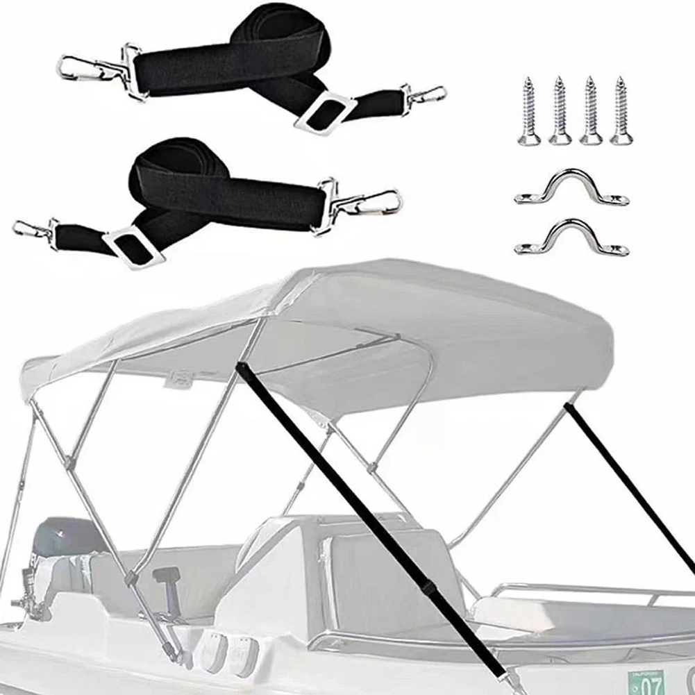 

2Pcs Adjustable Bimini Boat Top Straps Eye Straps With W/ Double End Snap Hook For Boat Awning Webbing Strap Accessories