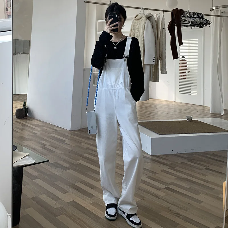 

Overalls Jumpsuit Women's Y2K Korean Style Baggy Denim Rompers Trousers Jeans Women Loose Wide Leg Pant Vintage Female Pants