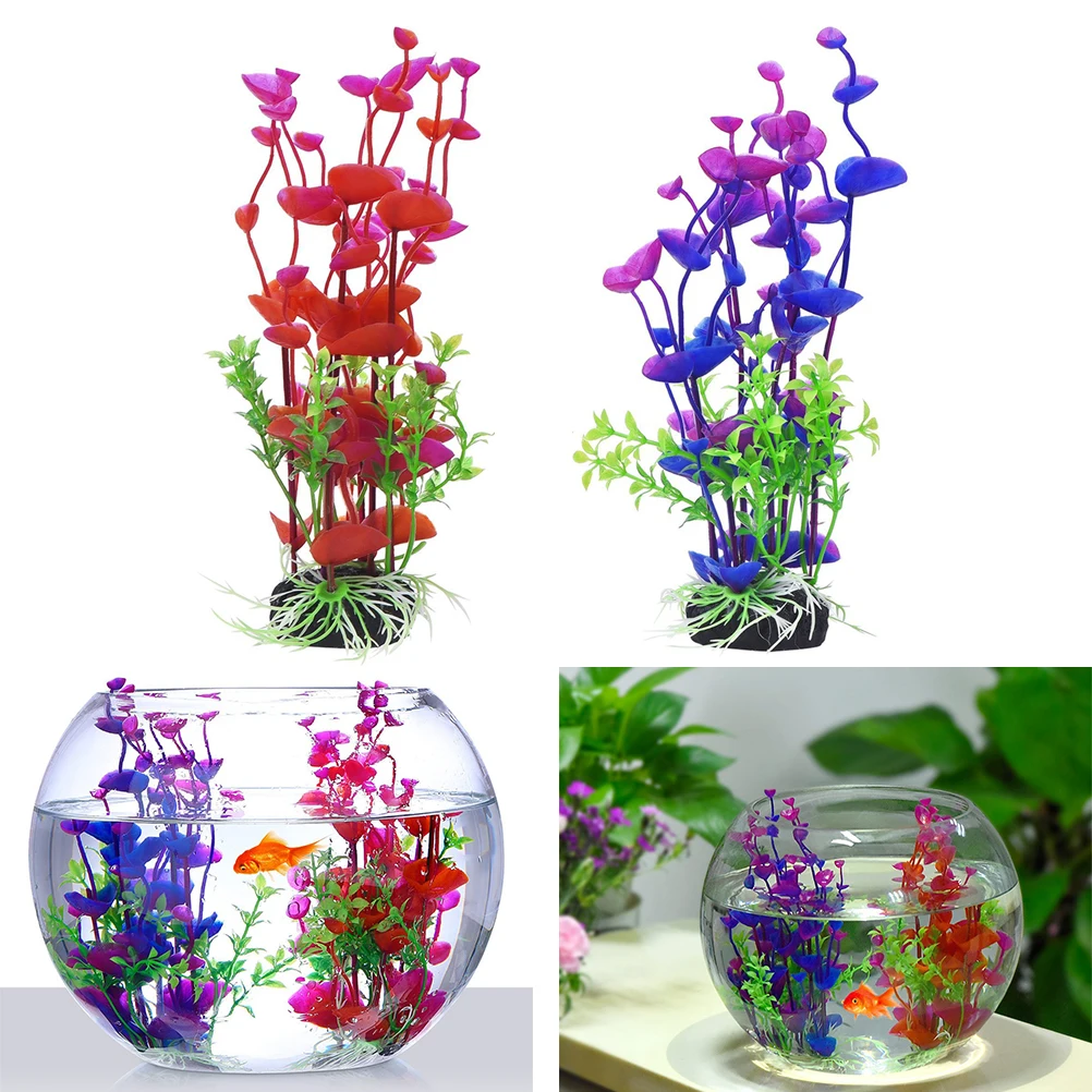 

2 Pcs Artificial Plants for Fish Tank Odorless Long Lasting without Fading Non Toxic Suitable Fresh Salt Water Aquarium