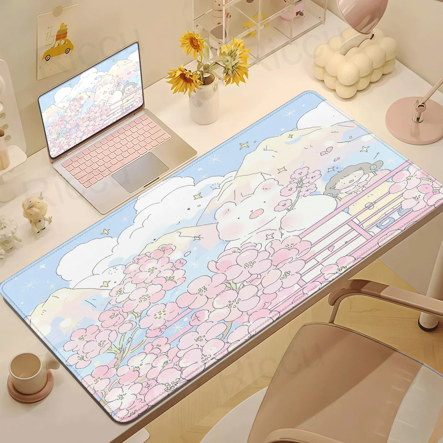 Cute Pink Rabbit Large Size Anime Mouse Pad Laptop Keyboard Pad Table Mat for Playing Games rug Office accessories mousepad