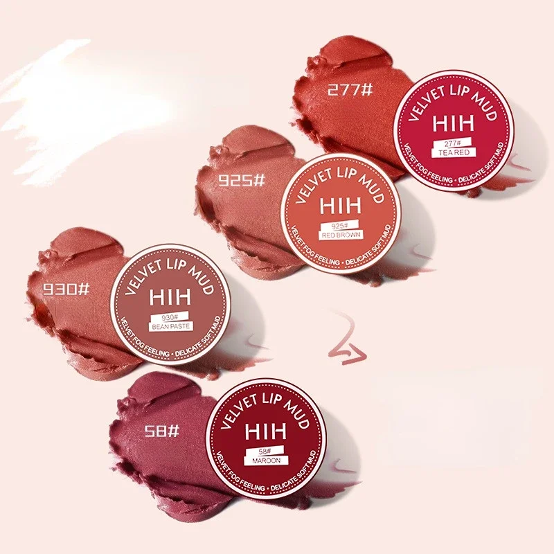 Jelly Lip Mud Cute Matte Velvet Lipstick Lip Make Up Plumping Brown Lip Gloss Mud Tint for Lips Waterproof Longlasting Maquiagem