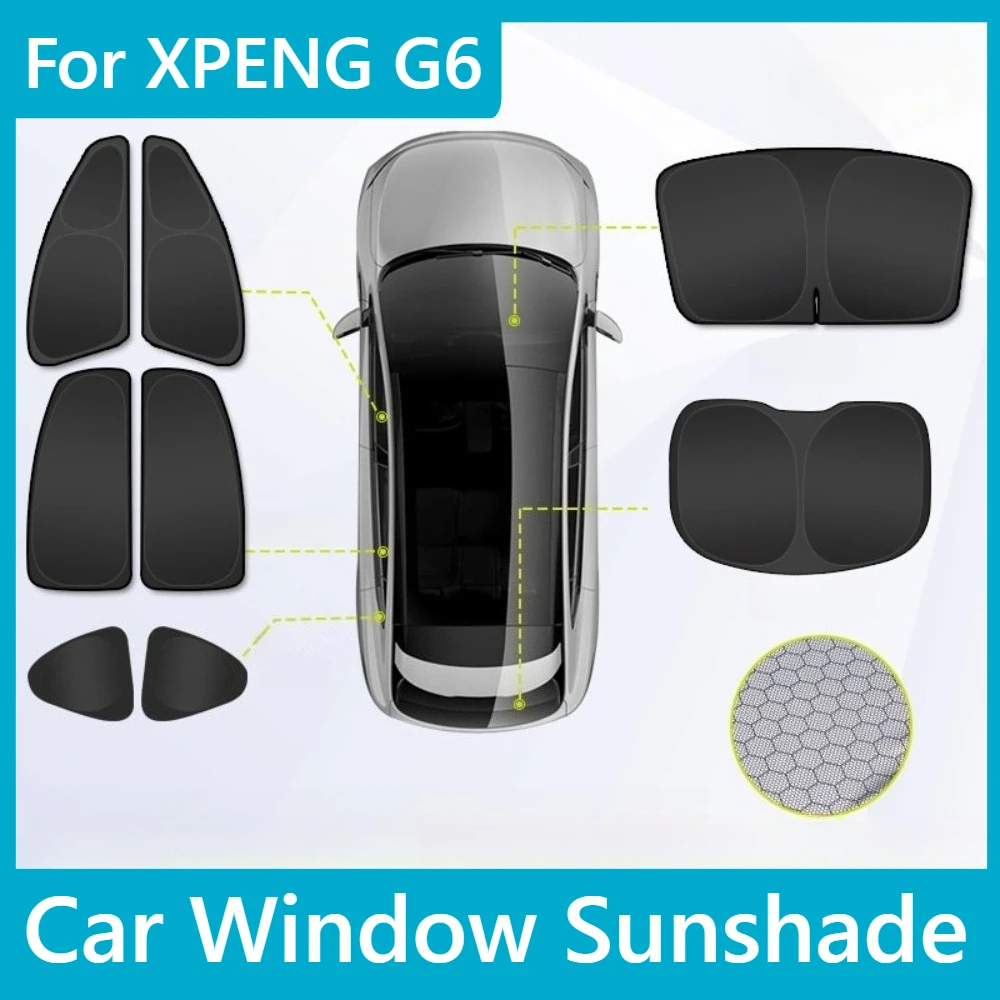

For XPENG G6 Car Window Sunshade Heat Insulation UV Protection Full Blackout Privacy Sun Visor Car Interior Accessories