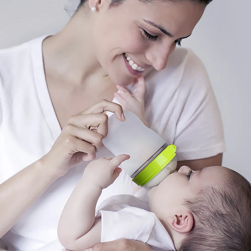 Silicone Baby Bottles for Newborn Baby  Anti Colic Infant Bottles Wide Neck  Nipple Slow Flow Breastfeeding Toddler Bottles 1PC