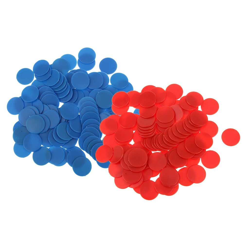 200Pcs/Lot Plastic Counters Gaming Tokens Coin Board Game Counters Kids Learning Number Tools Color Mixed Blue and Red