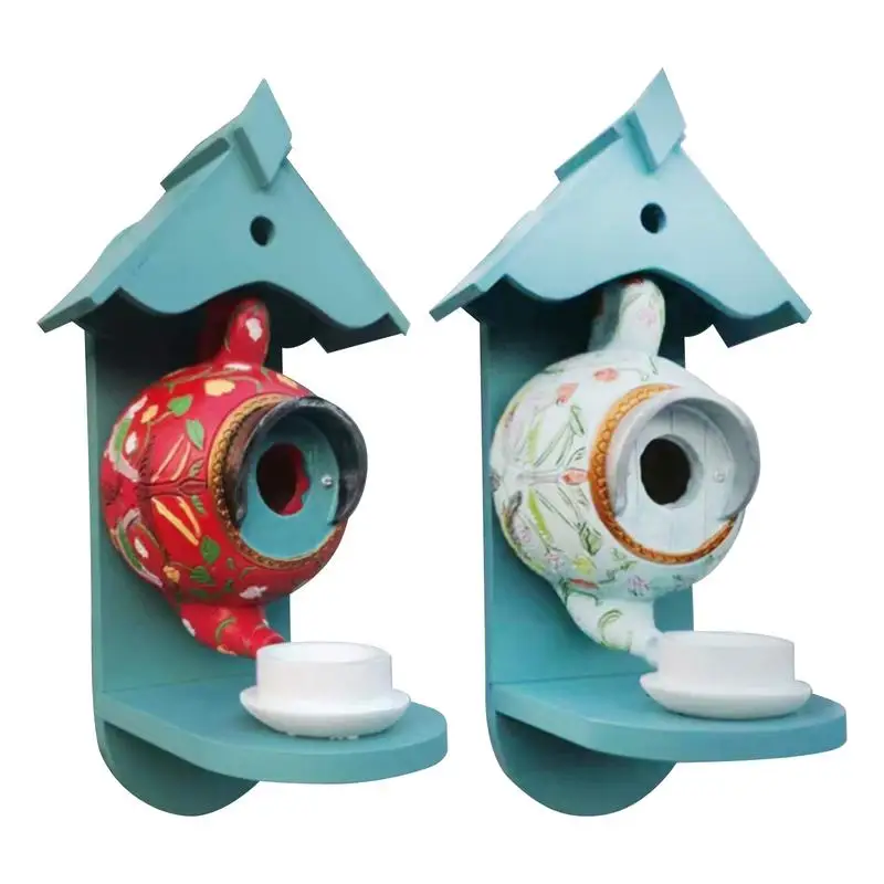 Decorative Bird Houses Feeder Bird House And Feeder William Morris Teapot Aviary Feeder Hangable Bird Feeder For Outdoor supply