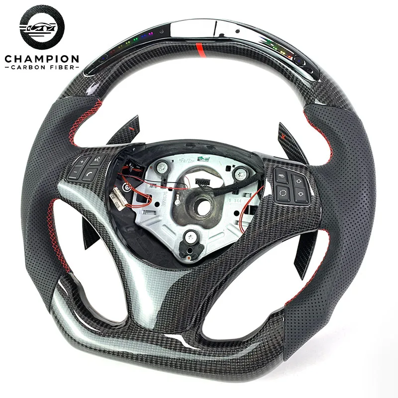 For  LED Display Carbon Fiber Steering Wheel M3M4 E70 E83 E84 E85 E89 E90 E91 E91 E92 E93 Car Steering Wheel Shift Paddles