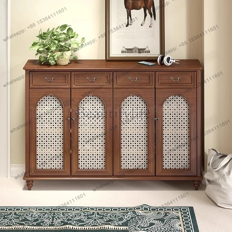 shoe cabinet household living room entrance entrance cabinet integrated large apartment rattan art storage shoe rack