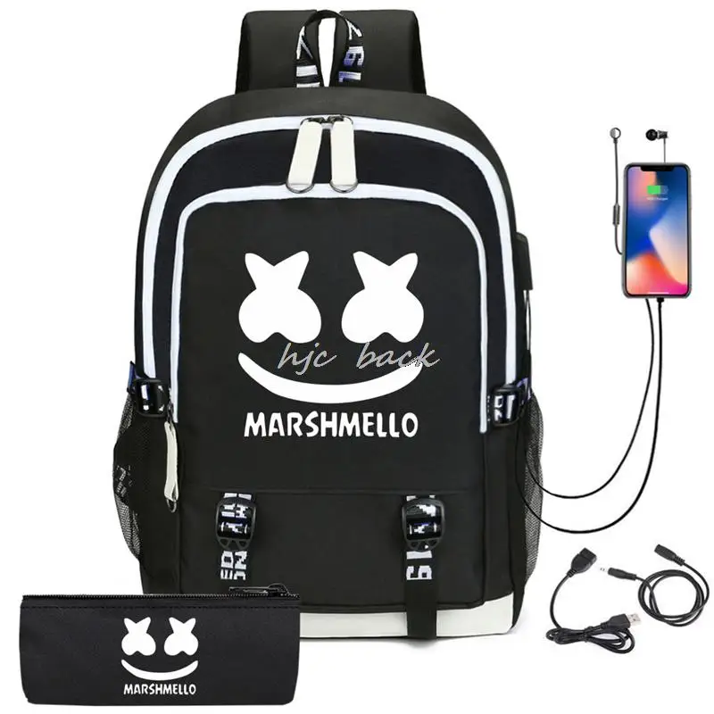 Backpack DJ Marshmello USB Boys Girls Book School Bag Large Capacity Teenagers Student Schoolbags Women Men Travel Backpack Sets