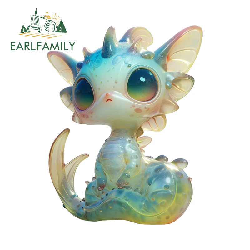 EARLFAMILY 13cm × 10.2cm Cute Fantasy Creature Car Stickers Simple Adorable Tuya Style Decals Vinyl Rearview Mirror Decoration
