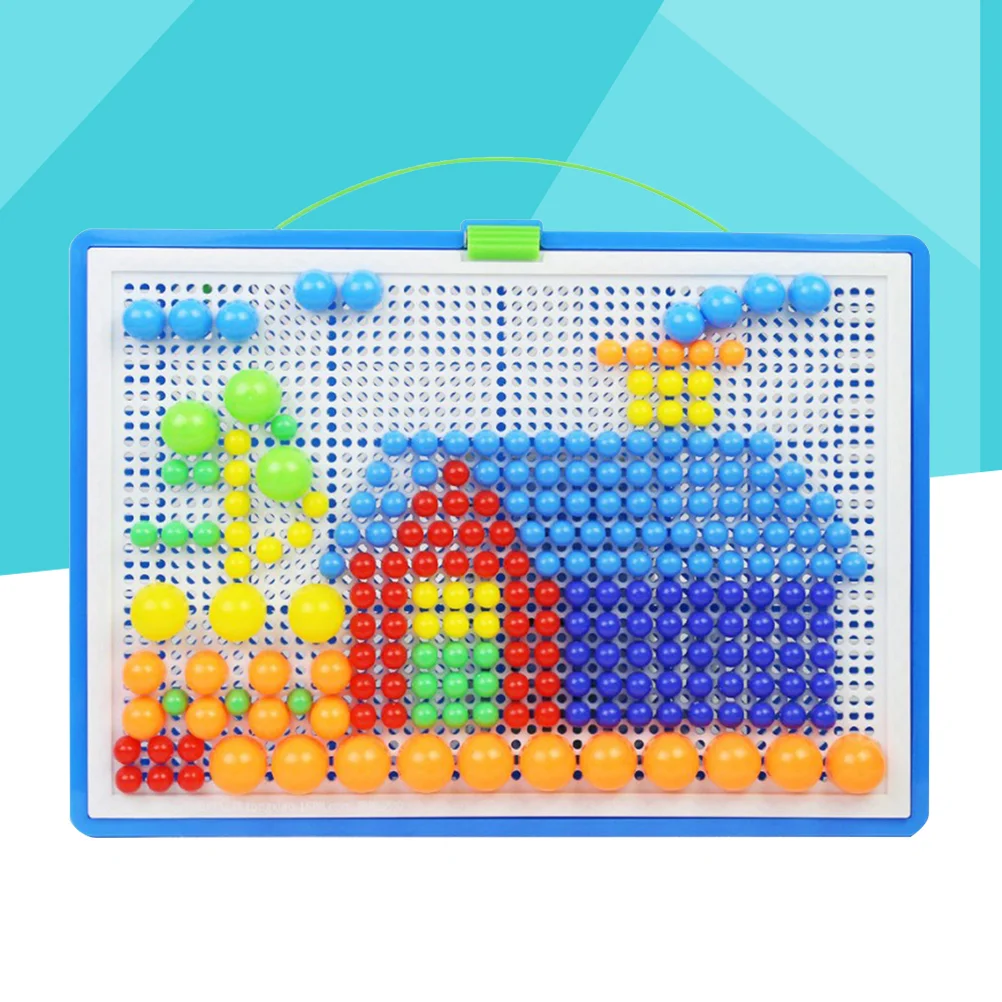 592 ชิ้นปริศนาเด็ก Pegboard จิ๊กซอว์โมเสคเห็ดเล็บเด็กสามมิติ