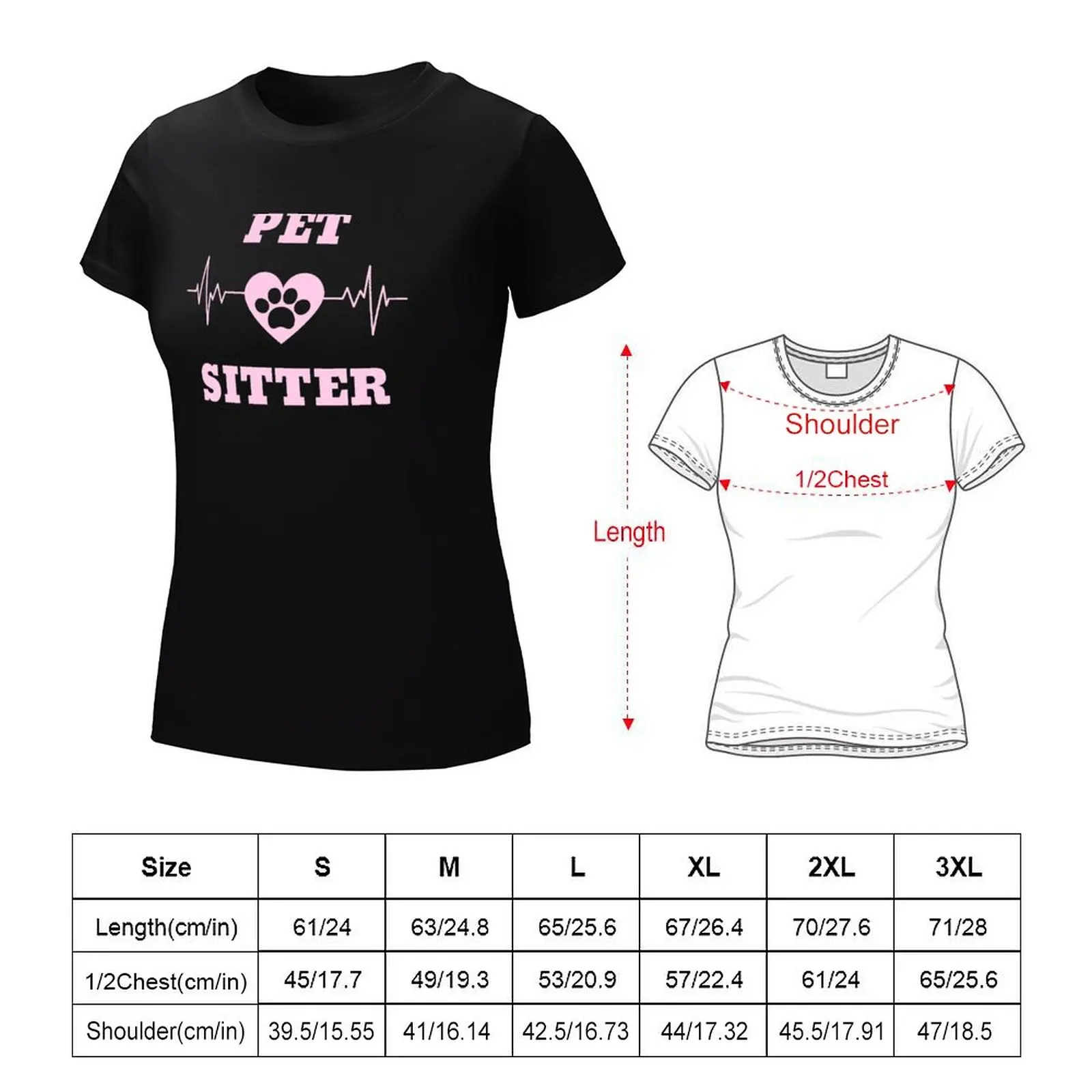 Pet Sitter heartbeat T-Shirt summer top Aesthetic clothing graphics blacks Womens clothing