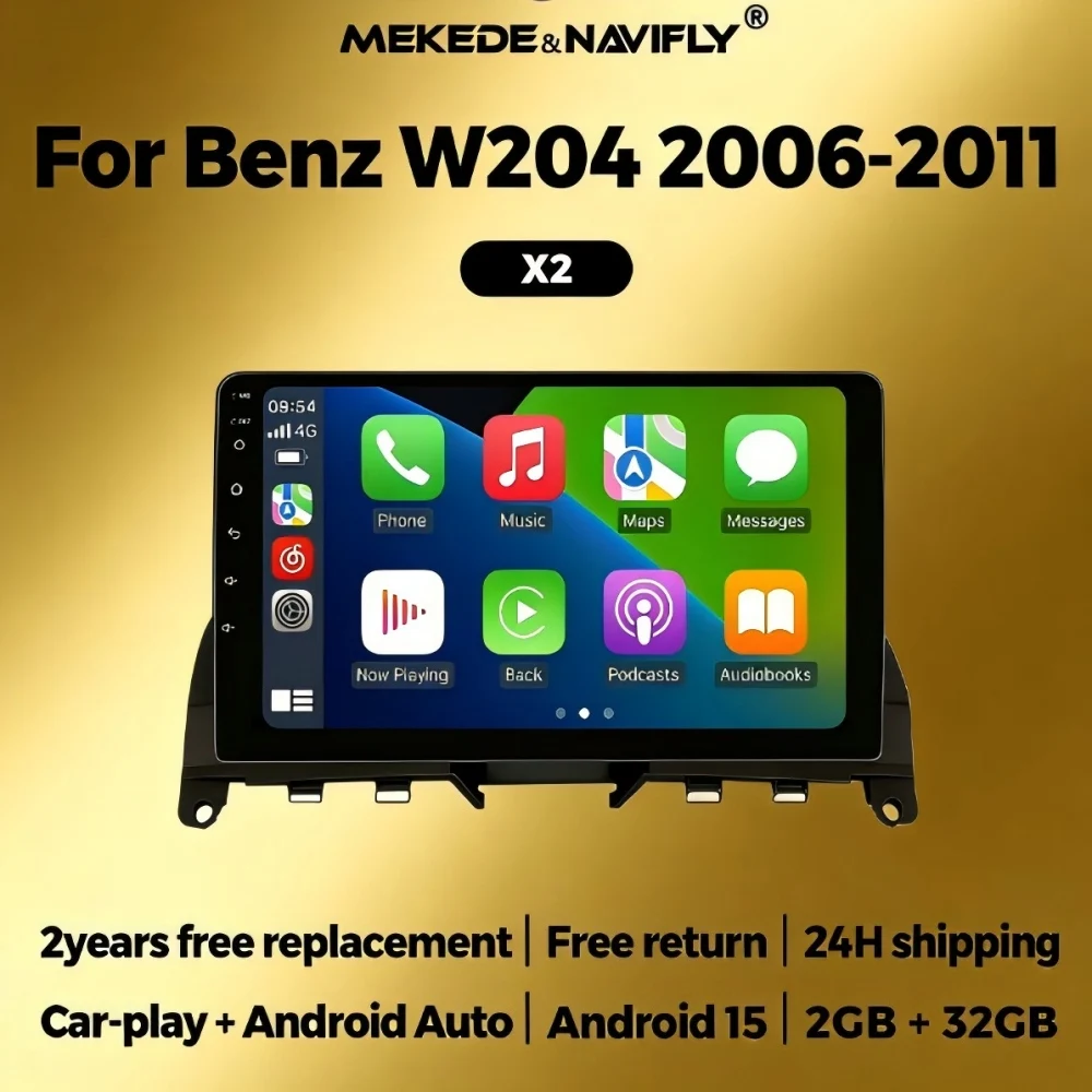 

For Mercedes Benz C Class3 W204 S204 2006-2011 Android 15 carplay Head Unit 2 Din Car Radio Stereo multimedia Player Car display